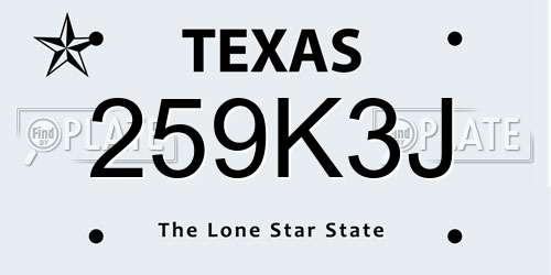 259K3J Texas License Plate