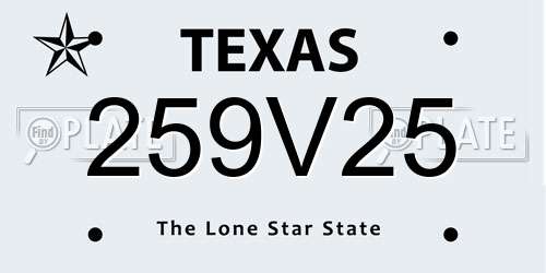 259V25 Texas License Plate