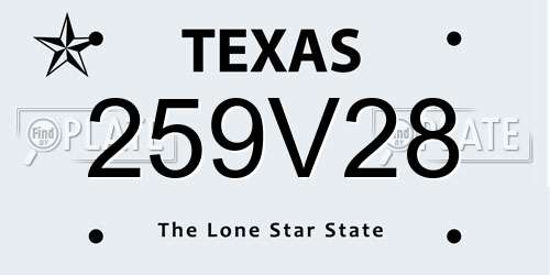 259V28 Texas License Plate