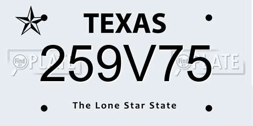 259V75 Texas License Plate