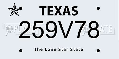 259V78 Texas License Plate