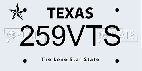 259VTS Texas License Plate