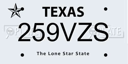 259VZS Texas License Plate