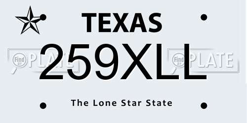 259XLL Texas License Plate