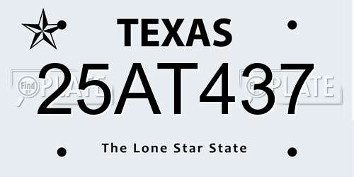 25AT437 Texas License Plate