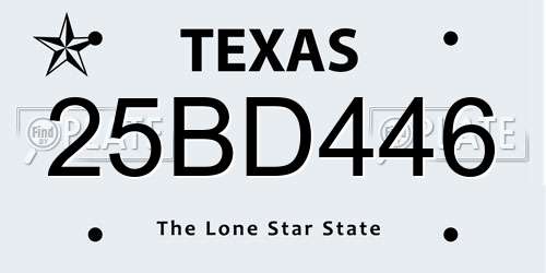 25BD446 Texas License Plate
