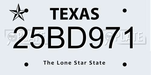 25BD971 Texas License Plate