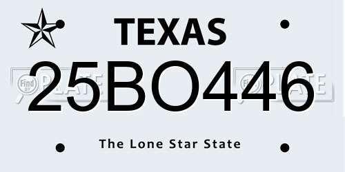 25BO446 Texas License Plate