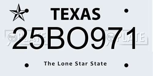 25BO971 Texas License Plate