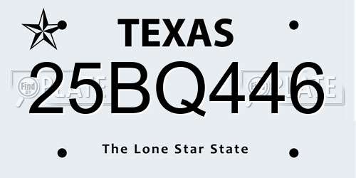 25BQ446 Texas License Plate
