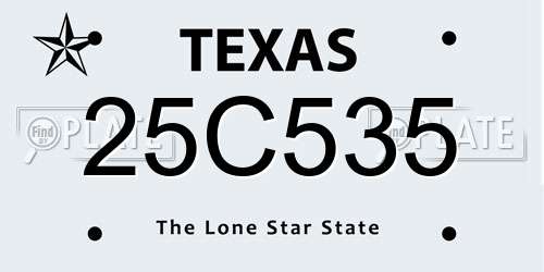 25C535 Texas License Plate