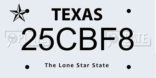 25CBF8 Texas License Plate