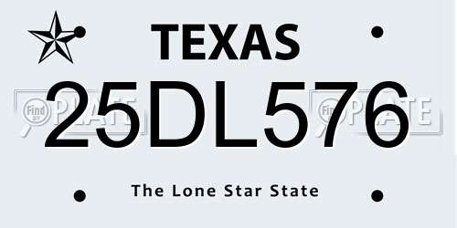 25DL576 Texas License Plate