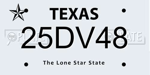 25DV48 Texas License Plate