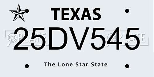 25DV545 Texas License Plate