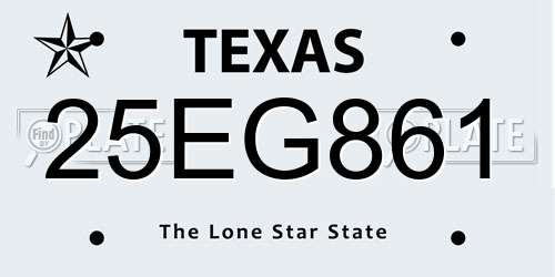 25EG861 Texas License Plate