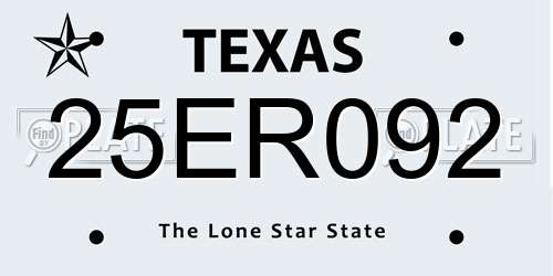 25ER092 Texas License Plate
