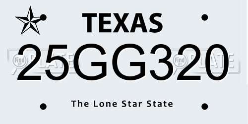 25GG320 Texas License Plate
