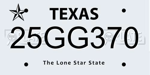 25GG370 Texas License Plate