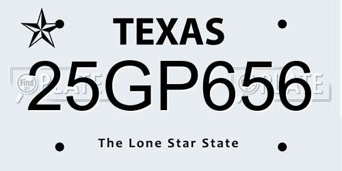 25GP656 Texas License Plate