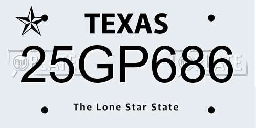 25GP686 Texas License Plate