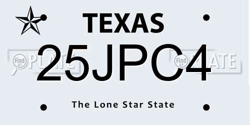 25JPC4 Texas License Plate