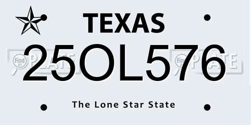 25OL576 Texas License Plate