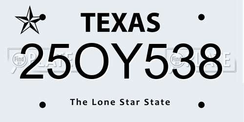 25OY538 Texas License Plate