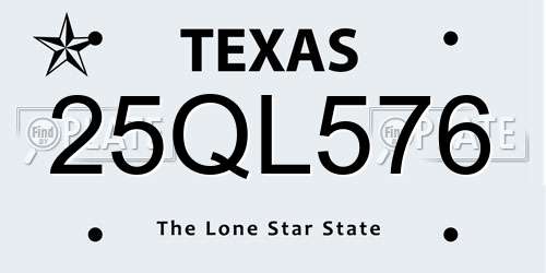 25QL576 Texas License Plate