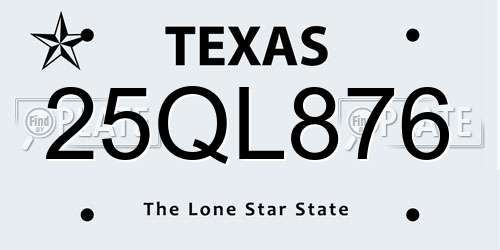 25QL876 Texas License Plate