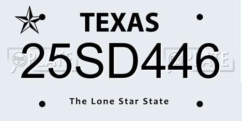 25SD446 Texas License Plate