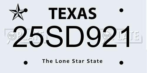 25SD921 Texas License Plate