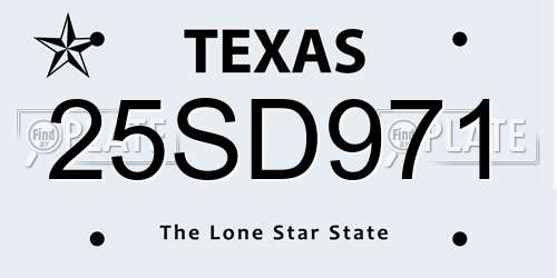 25SD971 Texas License Plate