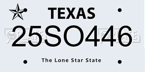 25SO446 Texas License Plate