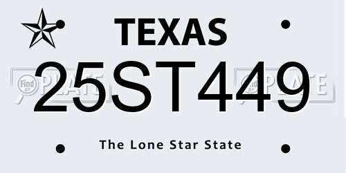 25ST449 Texas License Plate