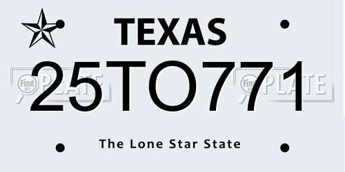 25TO771 Texas License Plate