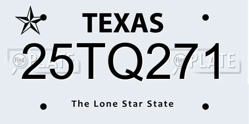 25TQ271 Texas License Plate