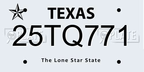 25TQ771 Texas License Plate