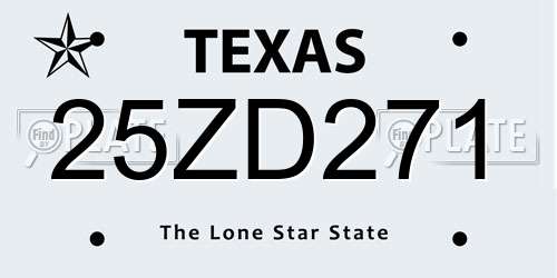 25ZD271 Texas License Plate