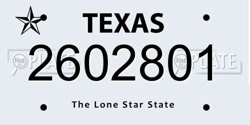 2602801 Texas License Plate