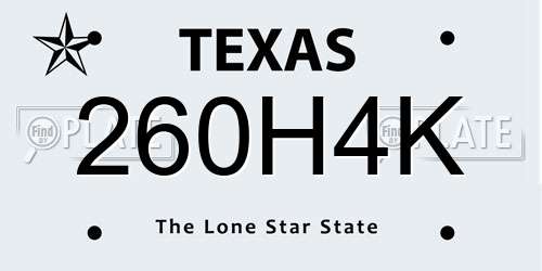 260H4K Texas License Plate