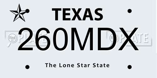 260MDX Texas License Plate