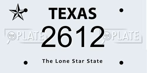 2612 Texas License Plate