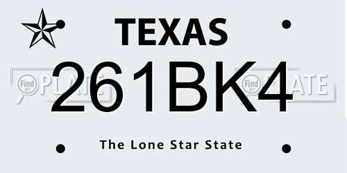 261BK4 Texas License Plate