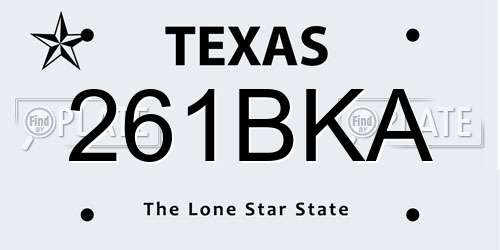261BKA Texas License Plate