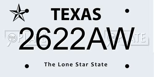 2622AW Texas License Plate