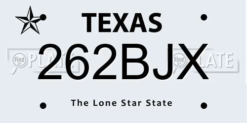 262BJX Texas License Plate