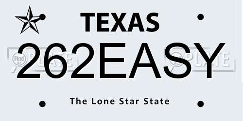 262EASY Texas License Plate