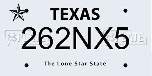 262NX5 Texas License Plate