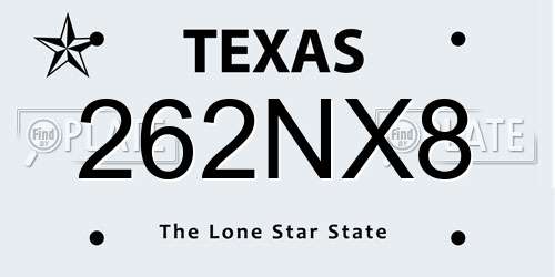 262NX8 Texas License Plate